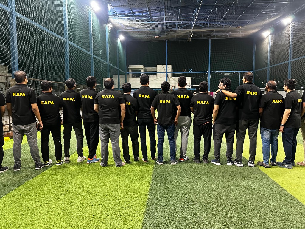 NAPA group line-up on the indoor cricket ground